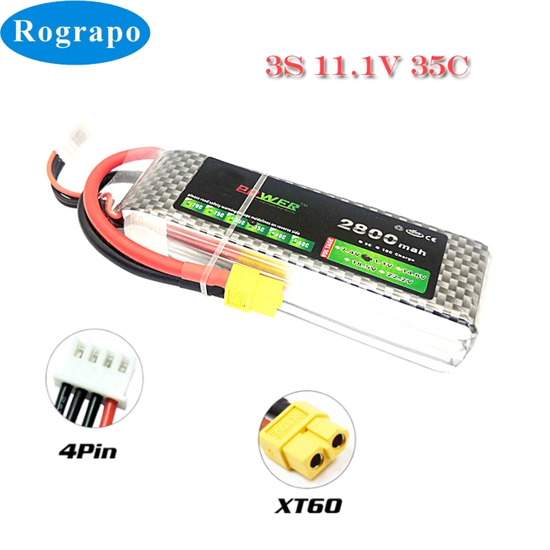 New 3S 11.1V 35C Lipo Battery 1500mAh 2200mAh 2800mAh 3000mAh 4200mAh 5200mAh 6000mAh With XT60 Plug For RC Car Drone Boat | Электроника