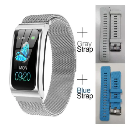 silver and gr blue AK12 женские Смарт-часы 1,1" IP68 Водонепроницаемые часы с секундомером и будильником, фитнес-трекер, плавательные часы PK X3 S2 Android IOS - Цвет: silver and gr blue