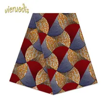 6 ярдов Африканский воск ткань хлопок Материал Дашики напечатаны настоящий цветочный для платья нигерийский французский вышитые A000567