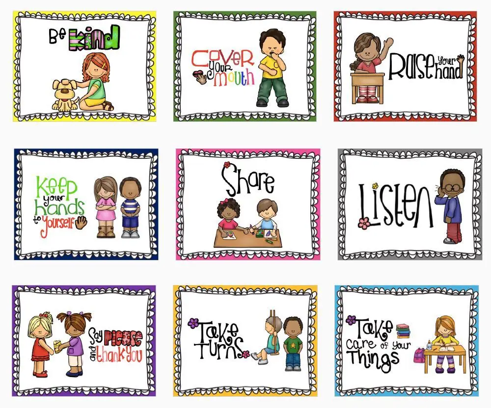 Early Education 9 Article Maintain Good Habit Good Politeness Rules Poster Classroom English Code A4