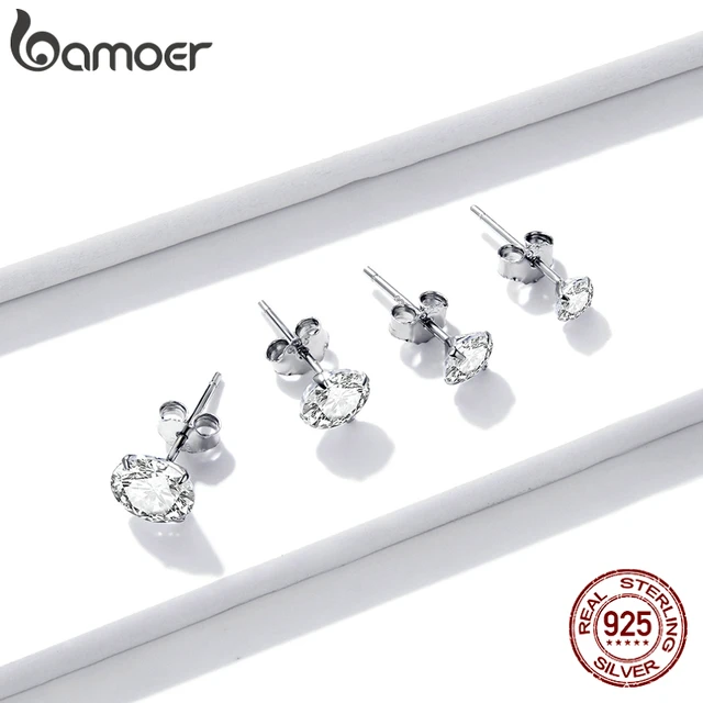 Elevate your style with BAMOER CZ stud earrings.