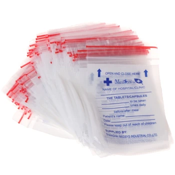 

100Pcs Disposable Pill PouchesZip Lock Transparent Medicine Storage Bags 7x9cm