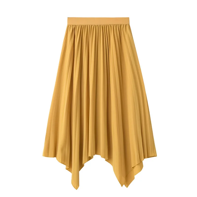 Spring And Summer New Style Irregular Hem Organ Pleated Skirt High Waist Skirt 8512