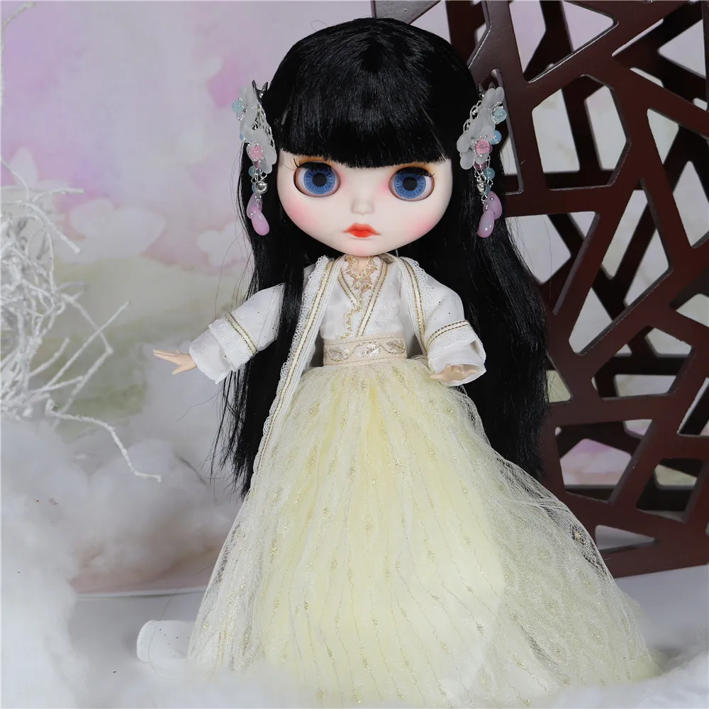 ICY Blyth кукла белая кожа резные губы открытый рот матовая индивидуальные лицо сустава тела красочные волосы - Цвет: Trista