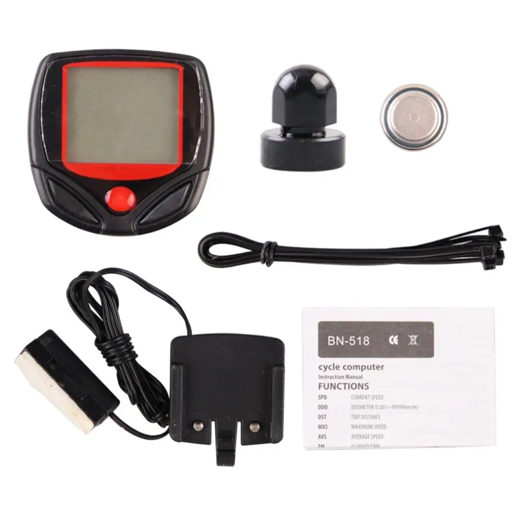 Bike Computer Wired Bicycle Speedometer Bike Odometer Cycling Multi Function Stopwatch LCD Display with Backlight Equipments