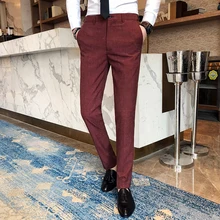 Стиль Высококачественная Мужская однотонная официальный деловой костюм брюки мужские для отдыха Свадебные брюки для жениха Большие размеры S-4XL