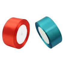 2 рулона 40 мм 22 м шелковая атласная лента для свадебной вечеринки(красный и голубой