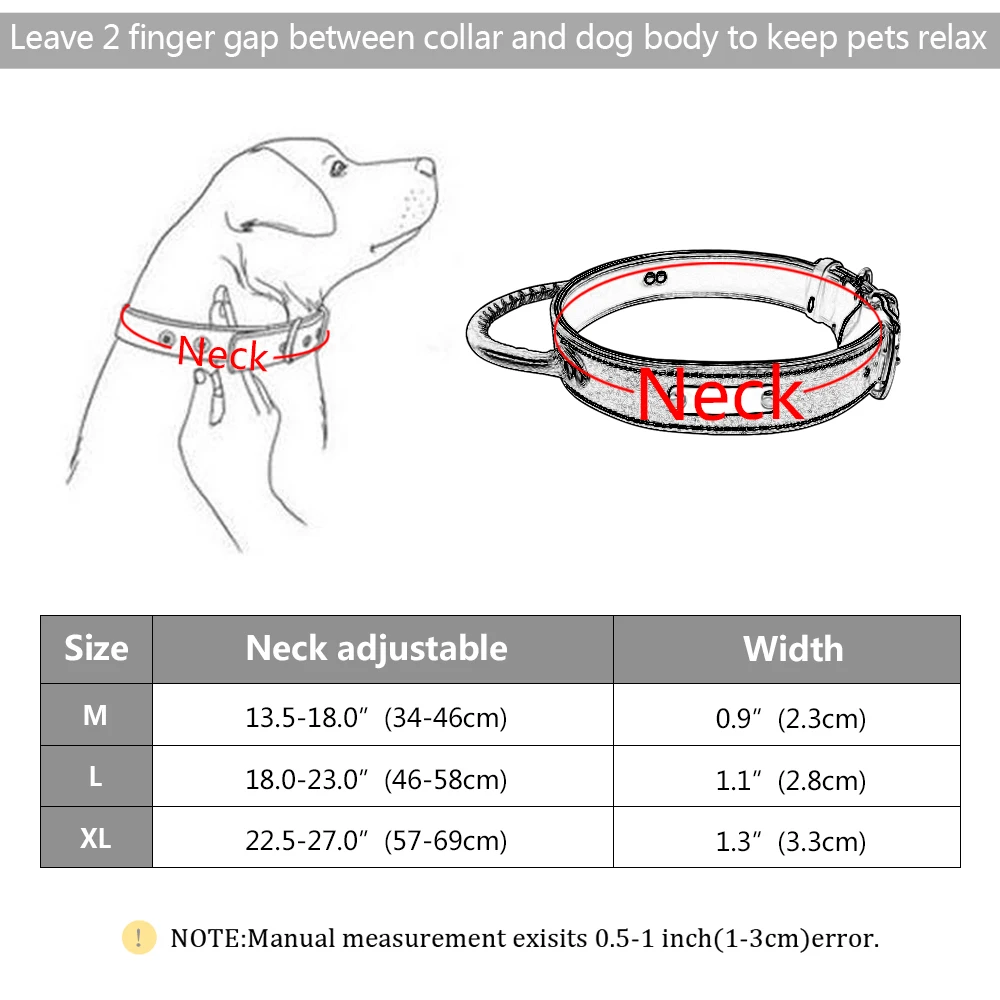 Leather Dog Collar Personalized ID Tag For Medium Large Dogs Pet Walking Training Quick Control Necklace Handle dog collar