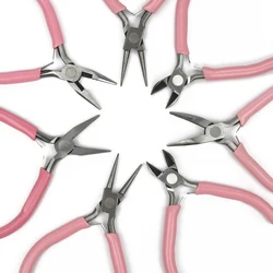 Cute Pink Jewelry Pliers Tools & Equipment Kit Long Needle Round Nose Cutting Wire Pliers For Jewelry Making DIY Tool Accessorie