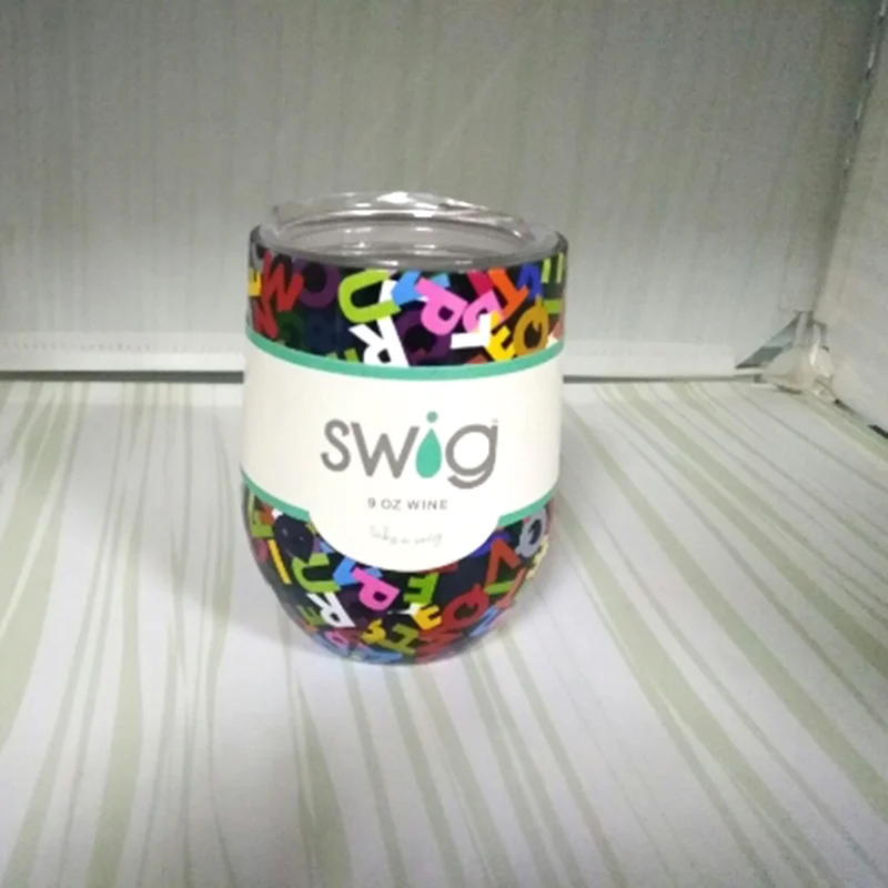 6oz 9oz Camo с крышками Swig винный бокал для шампанского пива Termos Stemless флейта из нержавеющей СВИГ стакан вакуумная фляга-термос с изоляцией - Цвет: J-9oz