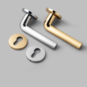 

Light Luxury Zinc Alloy Bright Chrome Door Locks for Solid Wood Interior Door Golden Interior Bedroom Door Handle Set with keys
