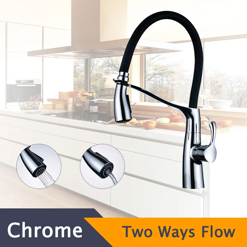 Chrome Vidric, кухонный кран для раковины, матовый никель, выдвижной спрей, двойная функция, одна ручка, смеситель, кухонная раковина, водопроводный кран - Цвет: Chrome