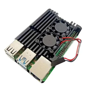 

Latest for Raspberry Pi 4 Aluminum Case with Dual Cooling Fan Metal Shell Black Enclosure for RPI 4 Model B