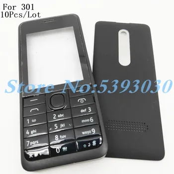 

10Pcs/Lot For Nokia Asha 301 n301 Dual card version Housing Cover + English Keypad + Battery Back Cover With Logo