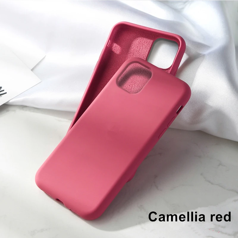 Чехол для iPhone X XR XS 11 Pro Max, жидкий силиконовый чехол карамельного цвета для iPhone 6, 6s, 7, 8 Plus, 7 P, 4S, 5SE, чехол - Цвет: Camellia red