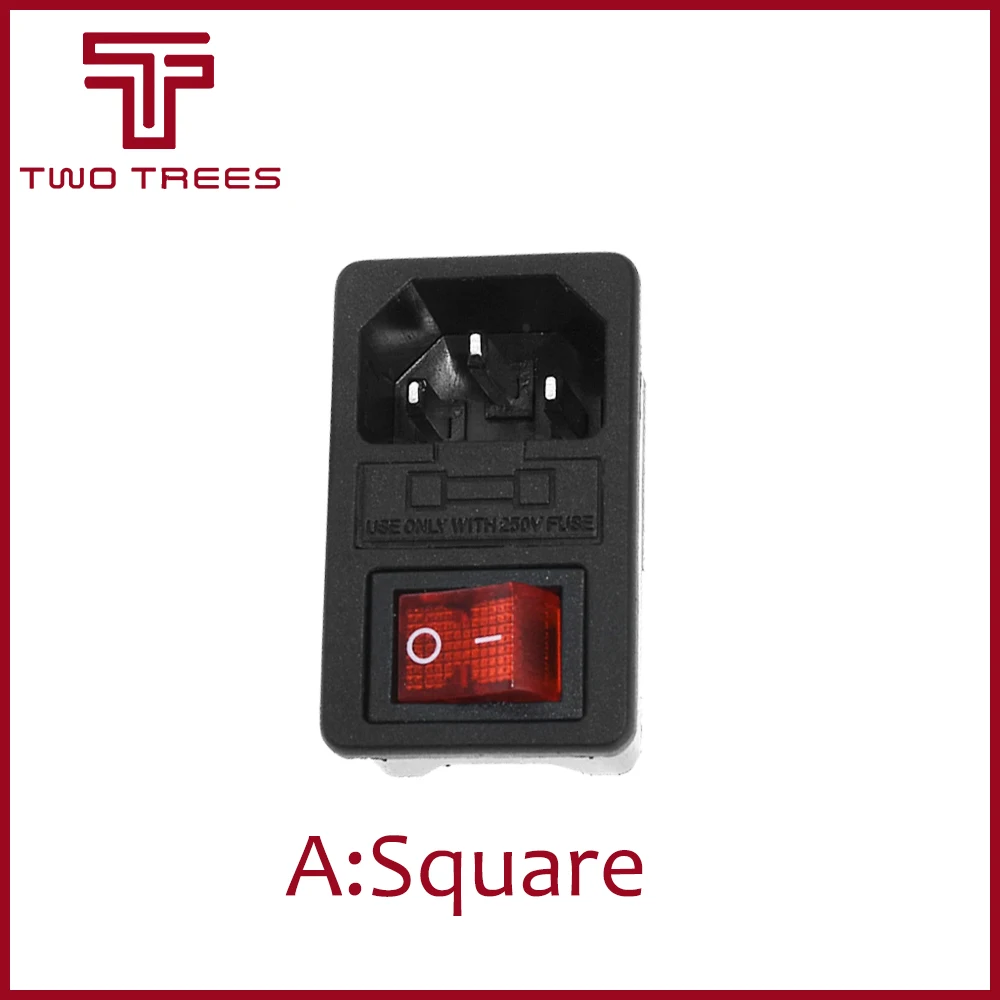 Square Детали для 3d принтера 220 В/110 В 6А выключатель питания с предохранителем для 3d принтера DIY аксессуары для 3d принтера - Цвет: Square