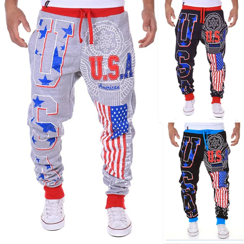 Мужские брюки для бега в стиле хип-хоп с изображением американского флага США, мужские длинные брюки для активного отдыха, мужские спортивные брюки, мужские брюки Y