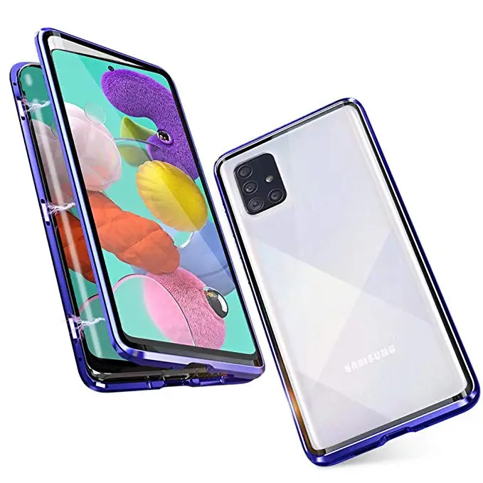 360 двухсторонний стеклянный чехол Sumsung A51 Магнитный металлический для Samsung Galaxy A71
