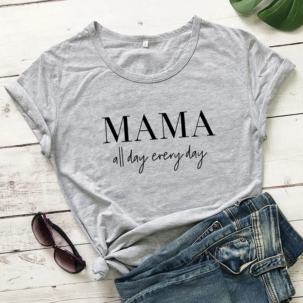 MAMA All Day each футболка смешная женская из чистого хлопка Tumblr мама жизнь, подарок футболка Повседневная С буквенным принтом слоган футболки топы размера плюс