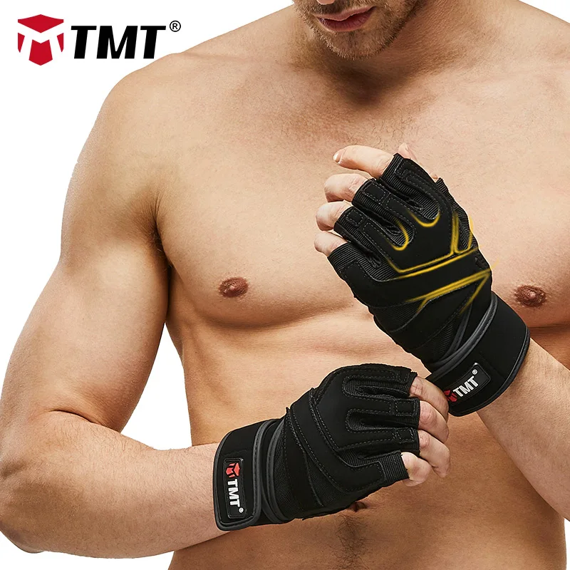 TMT gym weight lifting Gloves Dumbbell Weightlifting Fitness Exercise Non-Slip Breathable Half Fing