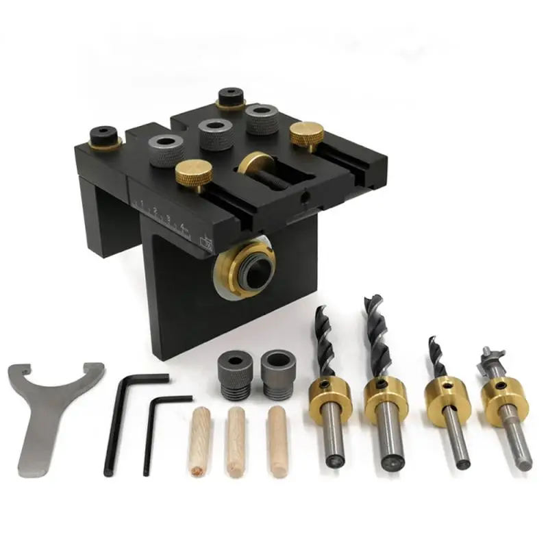 Woodworking Punch Positioner Round Wood Tenon Multifunctional Woodworking Tool Panel Furniture Punch Fixture Set Dropshipping