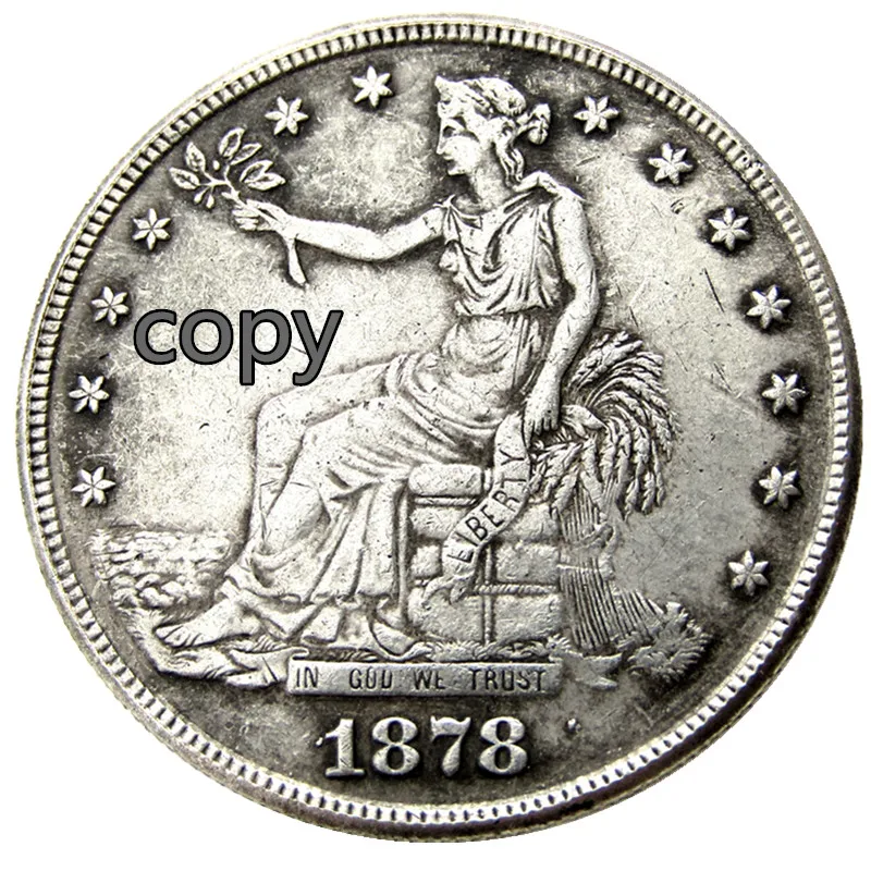 6 шт/лот США(1873-1878)-CC торговый доллар посеребренные копии монет