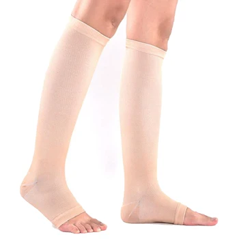 

1 Pair Solid Unisex Knee High Compression Open Toe Prevent Swelling Stocking