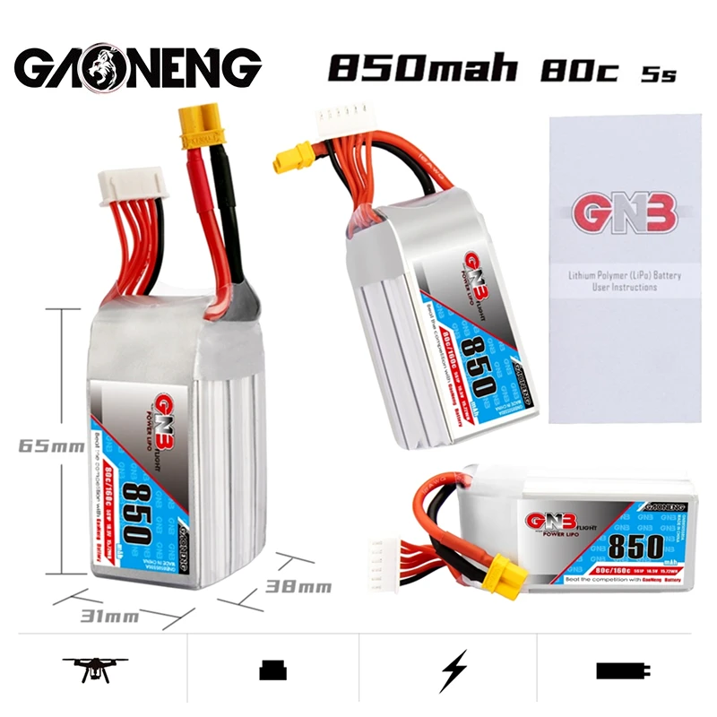 1-10 шт. литий-полимерный аккумулятор Gaoneng GNB 850 мАч 18 5 в 80C/160C |