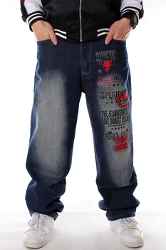 

Men's Fashion Brand Plus Size Fat Denim Pants Male Hip Hop Warsh Street Dance Embroidered Costume Pants Skateboard Long Trousers