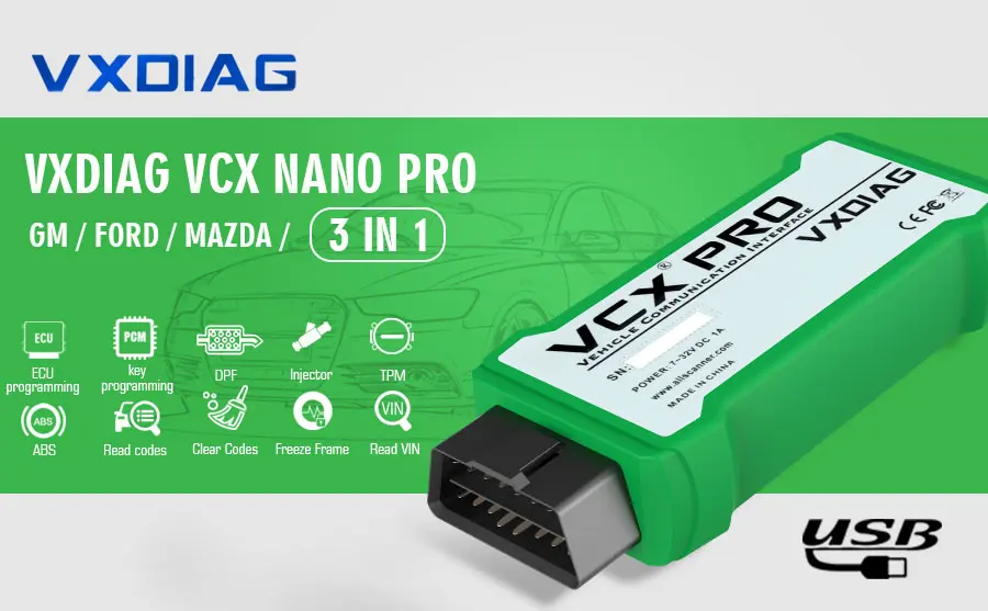 [VXDIAG Дистрибьютор] VXDIAG VCX NANO PRO для GM/Ford/Mazda/VW/HONDA/VOLVO/TOYOTA/JLR 7 в 1 OBD2 автомобильный диагностический инструмент