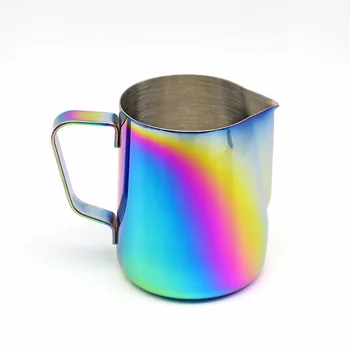 

Color Titanium-Plated Coffee 304 Stainless Steel Pointed Mouth Flower Cup Embossed Milk Cup Coffee Appliance