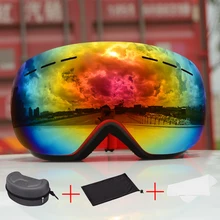 Для взрослых Лыжный Спорт очки большие сферические Gafas сноуборд мужские и женские лыжные очки двухслойные противотуманные