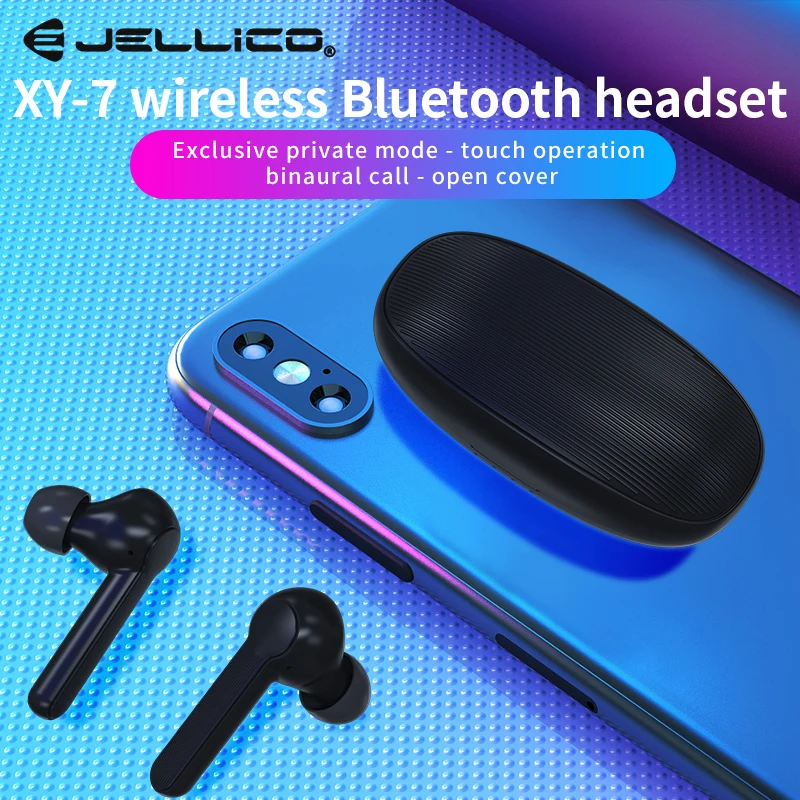 Черный Jellico беспроводные TWS наушники Blutooth наушники с зарядным устройством Встроенный микрофон Bluetooth 5,0 спортивная Гарнитура для бега - Цвет: Черный