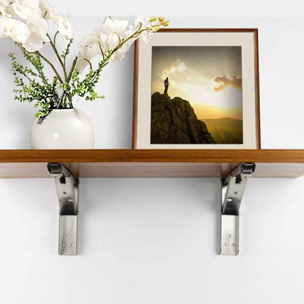 

High 1 Pair Stainless Steel Folding Table Bracket Shelf Bench Heavy Duty 75KG Load UEJ