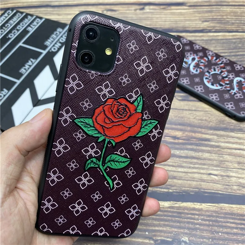 snake GG soft case for iphone 12 MINI 11 pro x xs max xr 8 7 6 6s plus SE 2 silicon phone cover 3d Relief rose coque fundas capa
