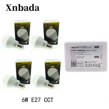 

MiLight Led Lamp 6W E27 CCT(CW/WW) Led bulb + IBX2 RF Remote Wifi Led Spotlight light Dimmable Led light AC85-265V Free shipping