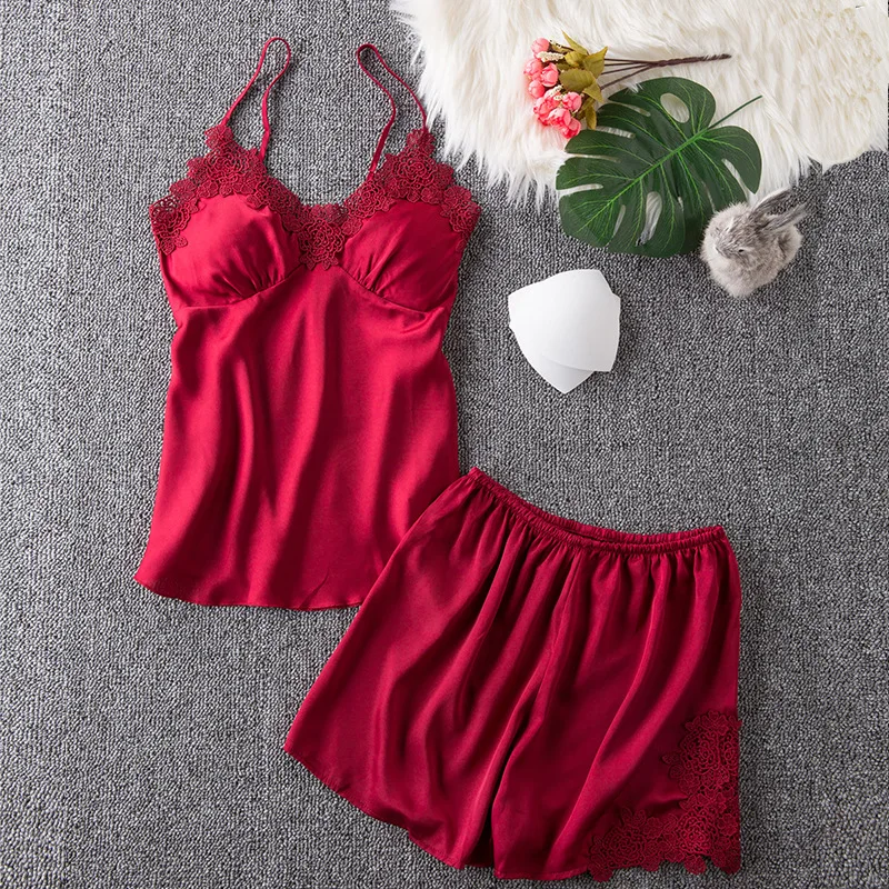 

Summer Dungaree Shirt + Shorts Viscose Pajamas Women's Thin Type for Spring And Autumn Long Sleeve Sexy Korean-style Loose-Fit M