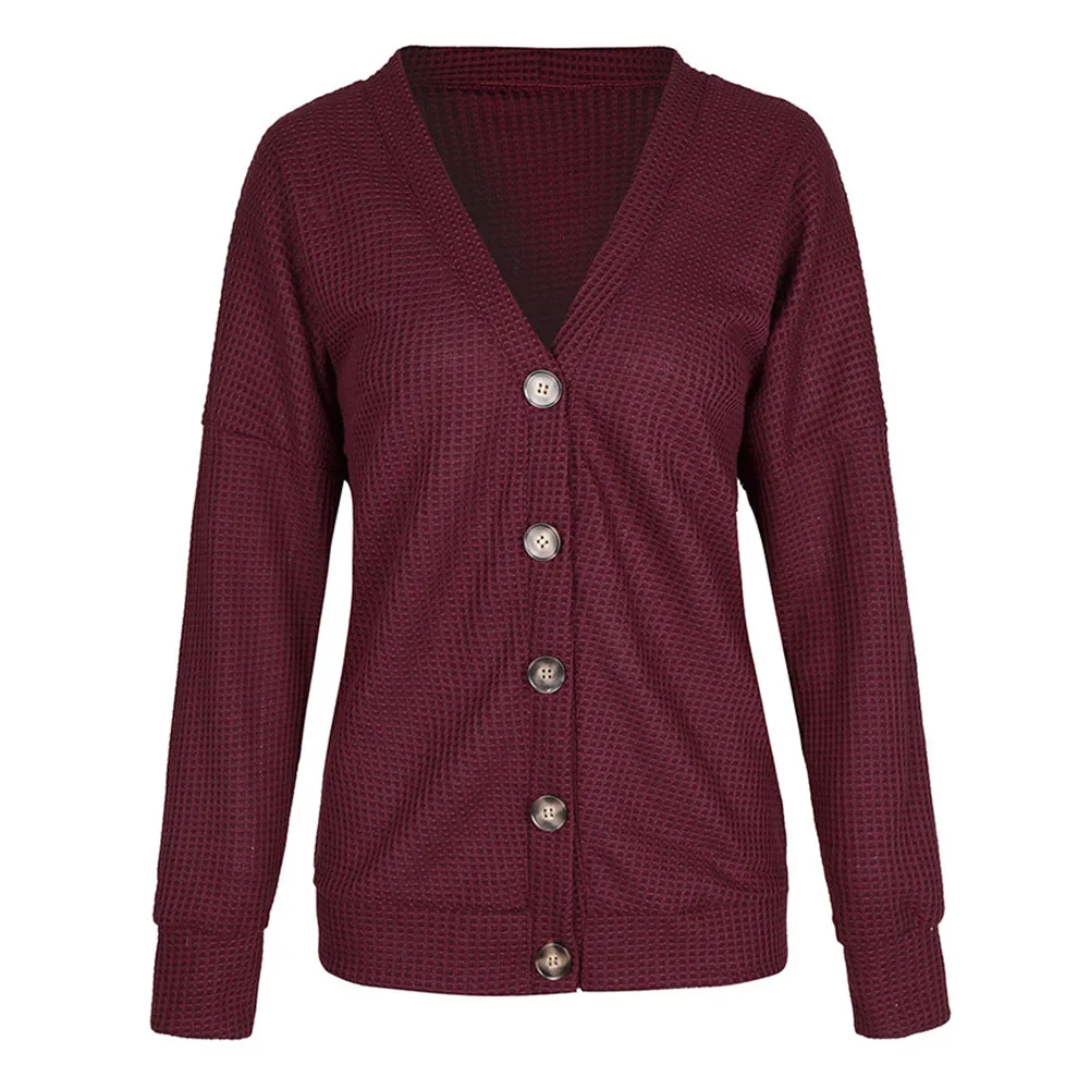 

Shopping Multicolored Cotton Blend Daily Women Sweater V-neck Autumn Dating Street Button Long Sleeves Soft Waffle Check Casual