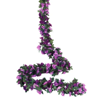 

5 Pack 2.5M Fake Rose Vine Flowers Plants Artificial Flower Hanging Rose Ivy Home Hotel Office Wedding Party Garden Craft Art De