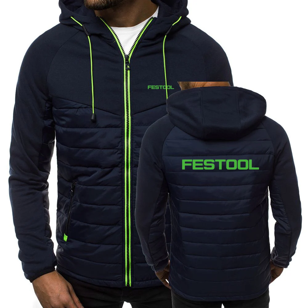 Mens Classic Long Sleeve Hoodies Solid Color Padded Zipper Jacket