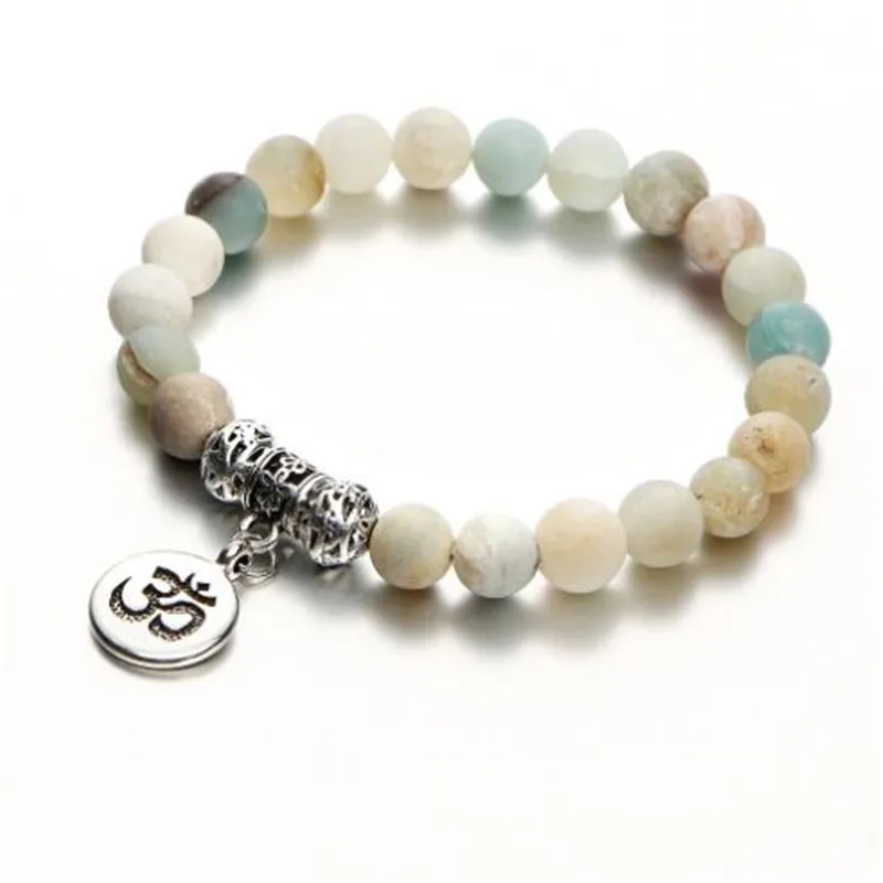 

WKOUD Natural Stone Strand Bracelet Yoga Chakra Mala Bracelet OM Lotus Women Men Beaded Charm Bracelet Jewelry Pulseras dropship