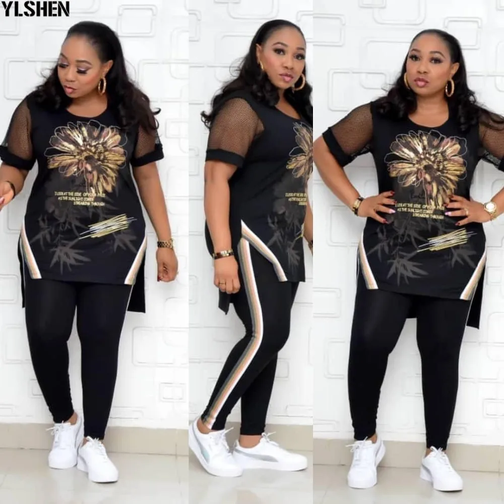 African Dresses for Women 2020 New Top Pants 2 Two Piece Set Dashiki Print Ladies Clothes Robe Africaine Bazin Fashion Clothing 03