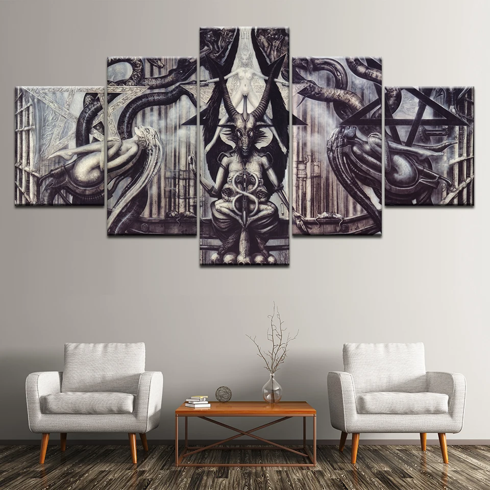 Картина на холсте инопланетянин художественная Акция Baphomet 5 шт. настенная