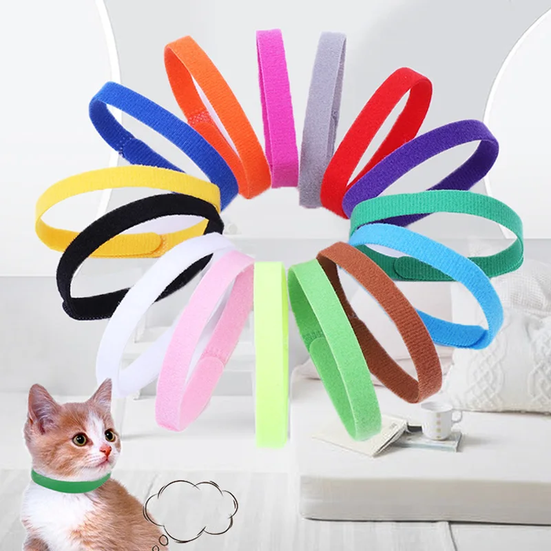12pcs/set Identification Id Collars Bands Velvet Puppy Newborn Pets
