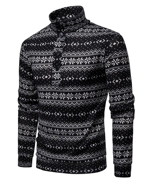 Черный Рождественская Снежинка Colorblock(цветовой блок), Для мужчин, водолазки, мужские свитера с длинным рукавом пуловер свитер утягивающий Теплые трикотажные изделия джемпер - Цвет: Черный