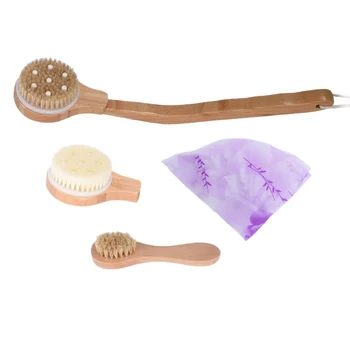 

Dry Brush Body Brush Set, Natural Exfoliating Body Brush and Body Massage Brush, Hair Scalp Massager Shampoo Brush, Shower Cap,