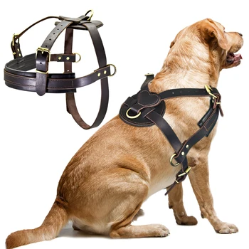 

Soft Leather Big Dog Harness For Medium Large Dogs K9 Pitbull Adjustable Pet Harness Vest Bulldog Husky Rottweiler Harnesses