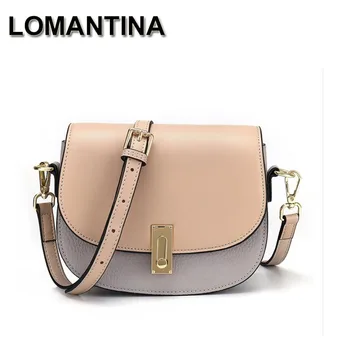 

LOMANTINA Fashion Style Cow Leather 2 Straps Girls Crossbody Shoulder Messenger Bags Ladies Purses Tote For Women 2020