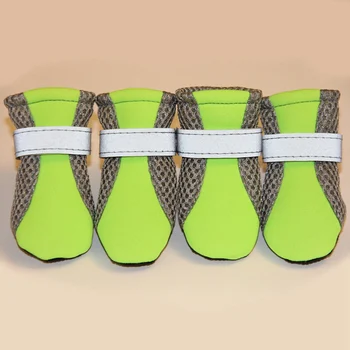 

4PCS/lot Breathable Dog Shoes Anti-skid Rain Snow Shoes Warm Reflective Night Pet Boots Paw Protector