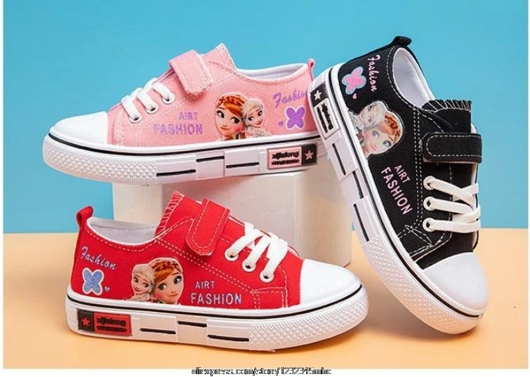 Disney Frozen Elsa Children Canvas Shoes Girls Sneakers Breathable Boots Fashion Kids